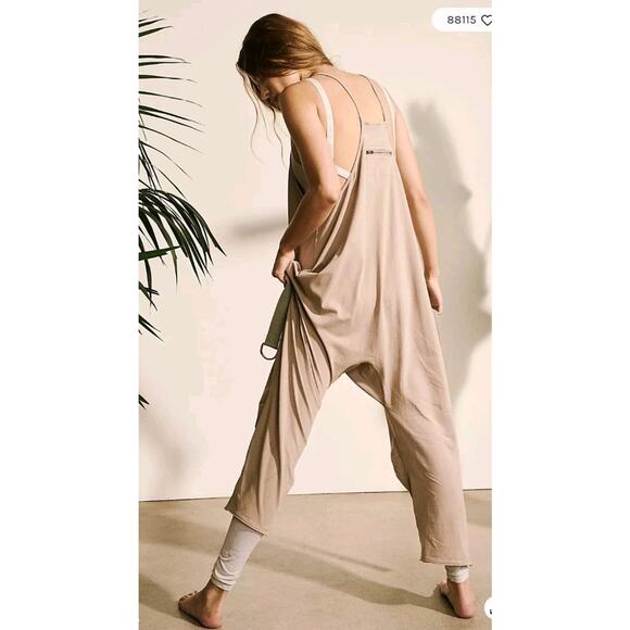 Free People FP Movement Hot Shot Jumpsuit Womens Sz Large Mocha Latte Loungewear - Picture 2 of 10